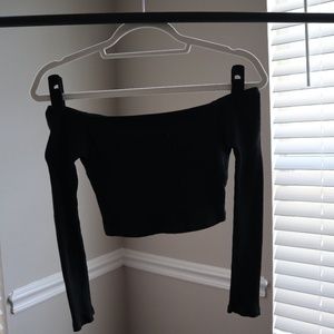 Off the shoulder black crop top